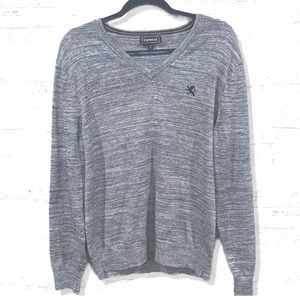 Express Light Gray V Neck Long Sleeve Men’s Sweater Size Large